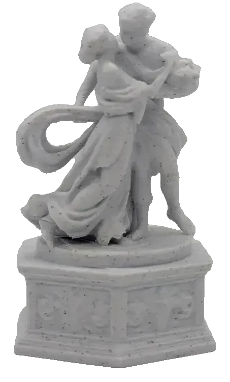 Casal a valsar sobre pedestal trabalhado