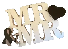 Letras Mr & Mr em bloco com coração