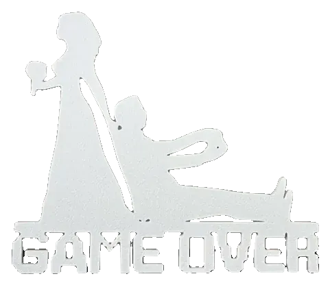 Silhueta «Game over» dos noivos