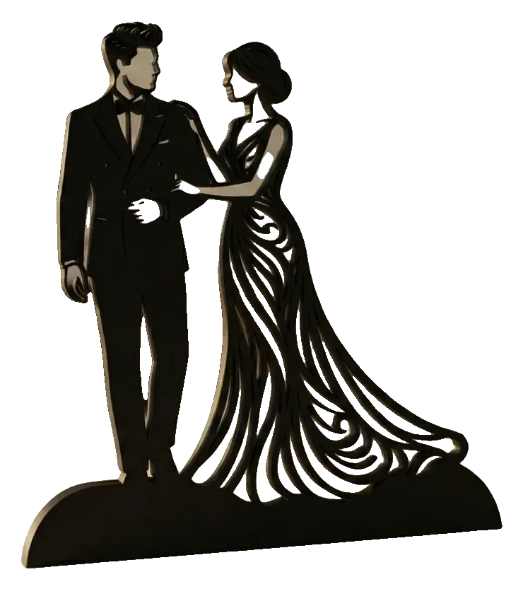 Silhueta de casal em traje de gala