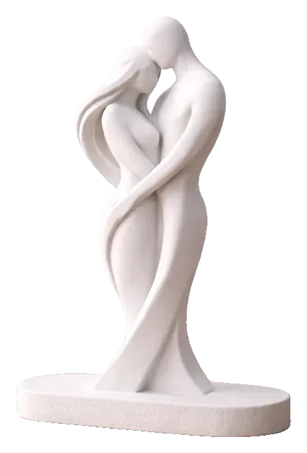 Escultura abstrata de um abraço