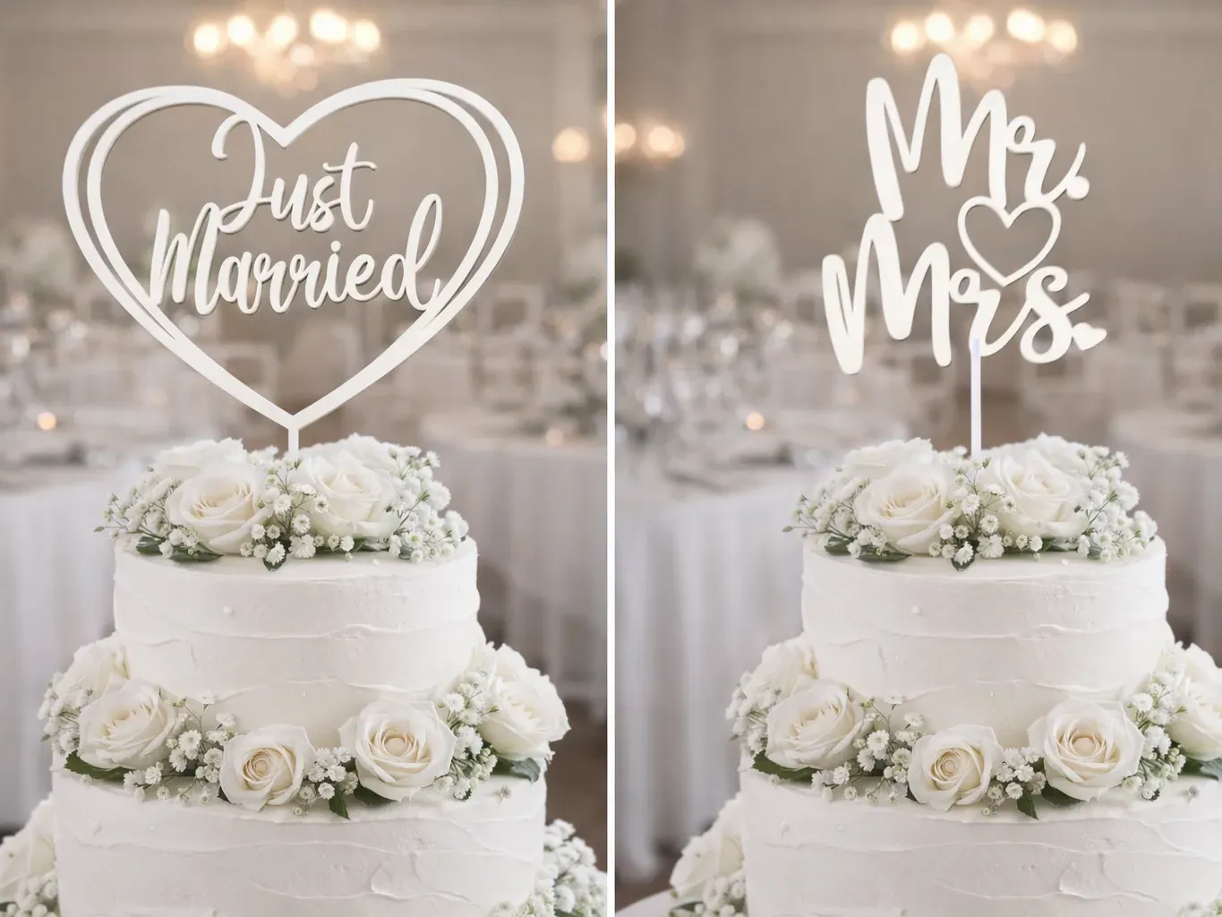 Topos de bolo Just Married ou Mr & Mrs