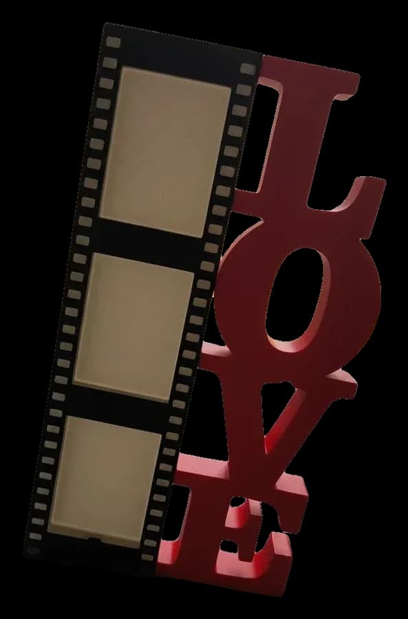 Porta-fotografias LOVE com tira de película