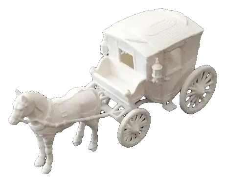 Carruagem com cavalo em miniatura