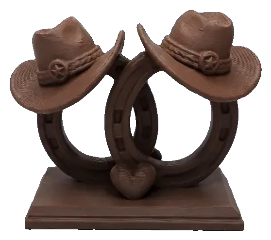 Ferraduras e chapéus de cowboy com coração
