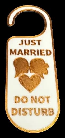 Aviso de porta Just Married, não incomodar
