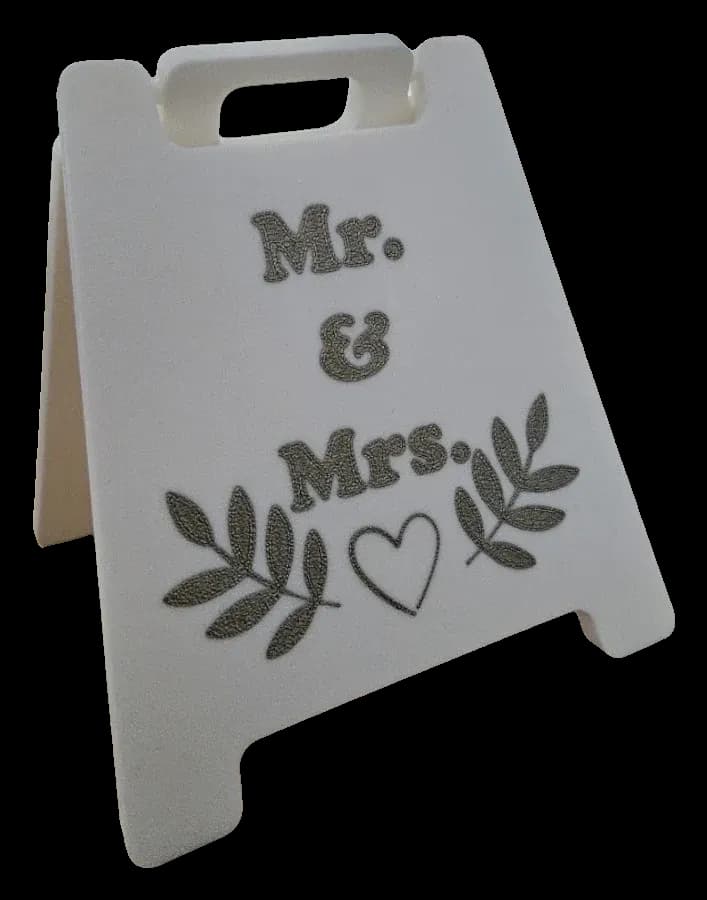 Cavalete de mesa Mr & Mrs e just married
